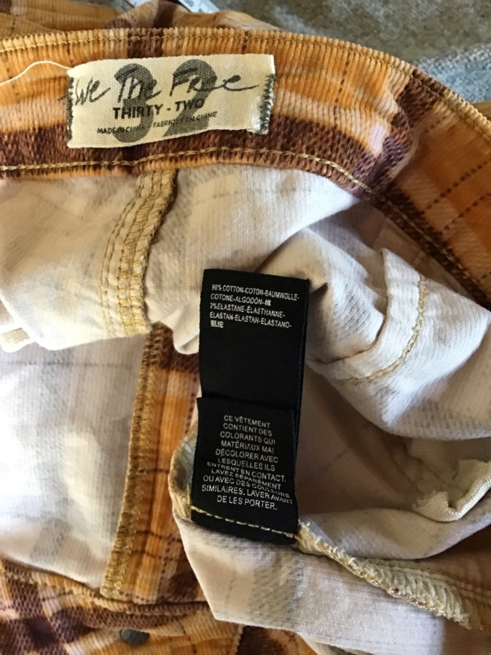Free People women’s Yellow Plaid Wide Leg Flare Pants Size 32 Retro - Picture 13 of 15